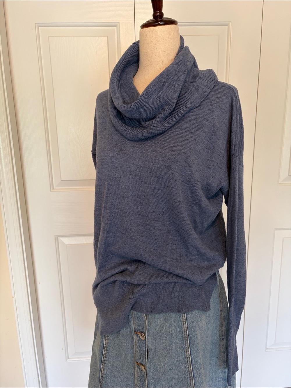 Loft Cowl Neck Lightweight Tunic Sweater - Blue SO Soft!